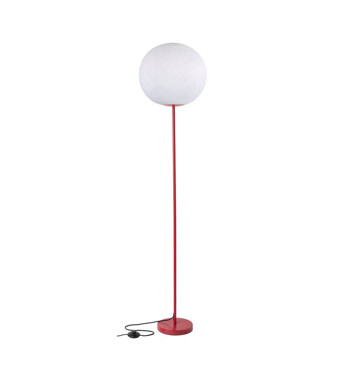 Red Floor lamp with White globe - Floor lamp - La Case de Cousin Paul