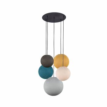 Black ceiling fixture 5 anthracite-pearl grey-linen-duck blue-mustard globes - Ceiling light 5 - La Case de Cousin Paul