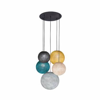 Black ceiling fixture 5 anthracite-pearl grey-linen-duck blue-mustard globes - Ceiling light 5 - La Case de Cousin Paul