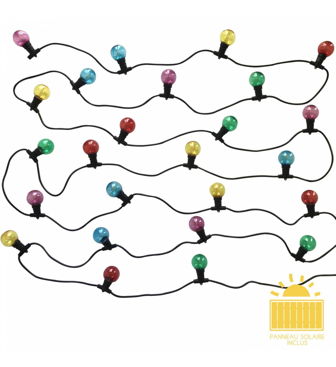 Multicolored Circus Guinguette solar string light - 6m - Guirlandes Guinguettes Solaires - La Case de Cousin Paul